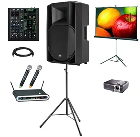 השכרת ציוד קריוקי, מקרן, עד 50 איש, מ. אלחוט חבילה 64